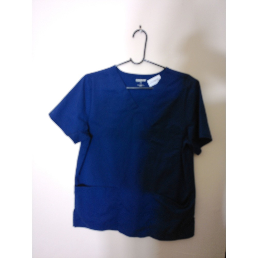 Scrubstar Scrub Top Women S Navy Blue V-Neck Short Sleeve Multi Pocket Utility